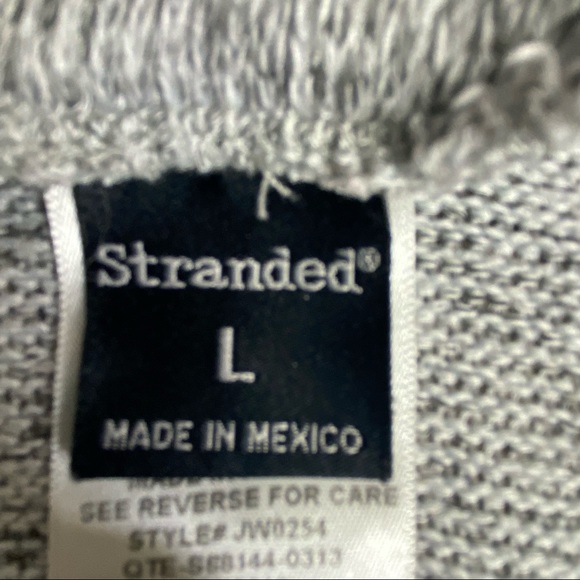 Stranded Juniors “Steal My Heart” Striped Knit Sweater L White Black Gray 3/4 - Picture 8 of 11